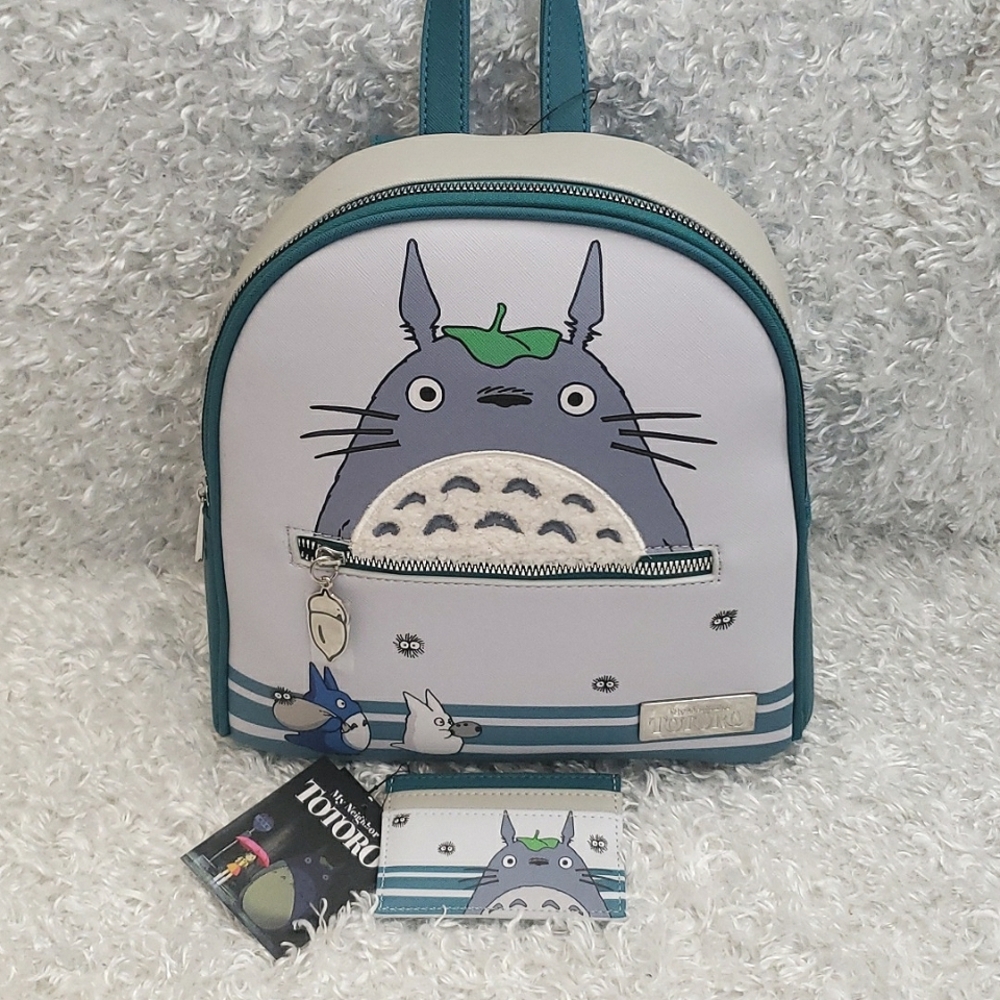 Totoro Cat Soot Sprites mini backpack and cardholder